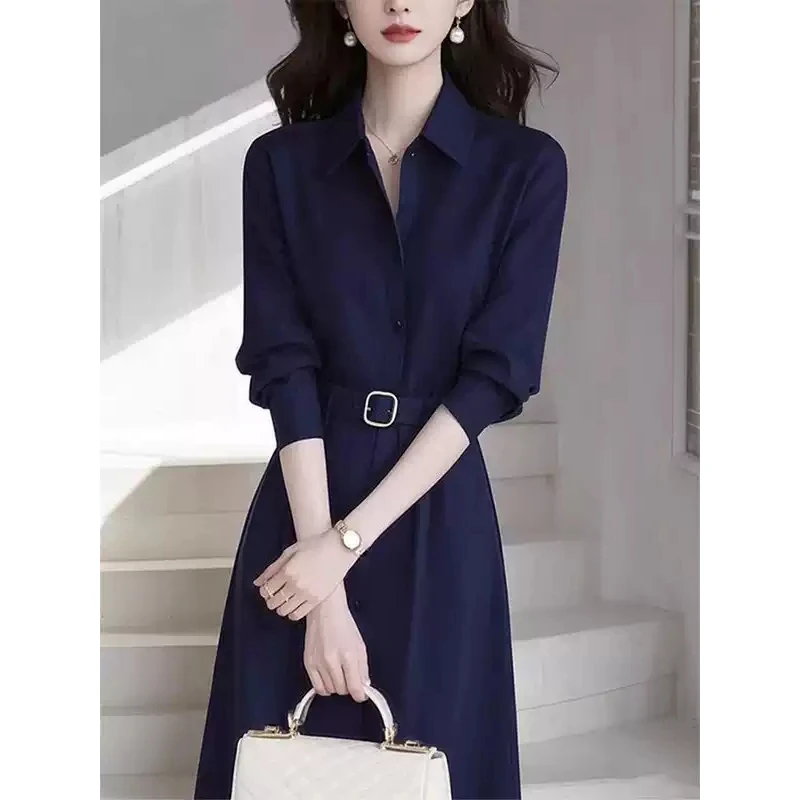 长袖春季酒红色女士春秋气质连衣裙职业显瘦收腰连衣裙女神范法式