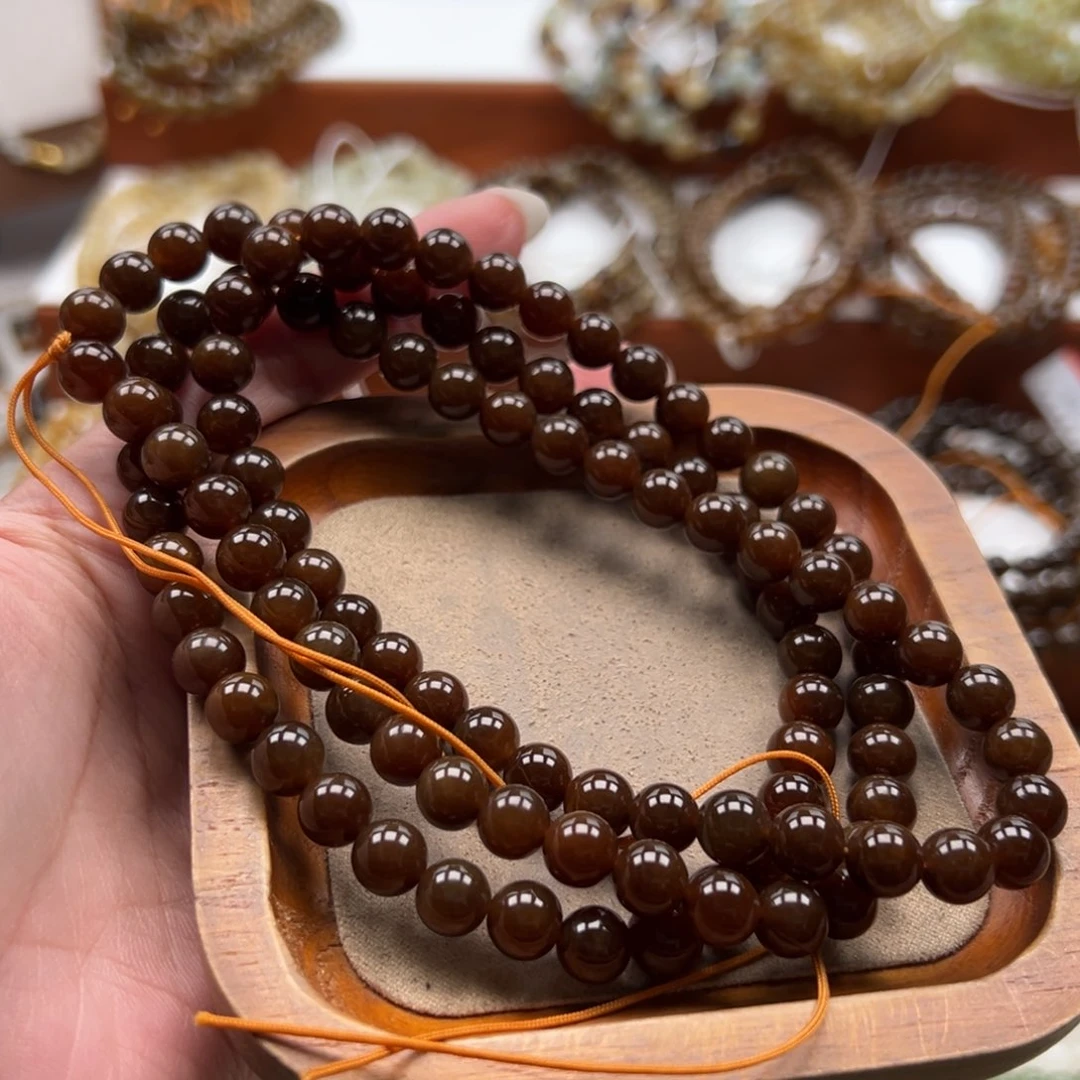 毛衣链未镶嵌和田玉珠串8mm