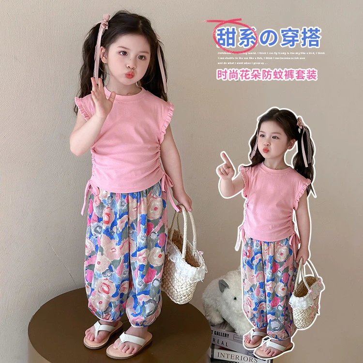 套装韩版夏季碎花女童中小童