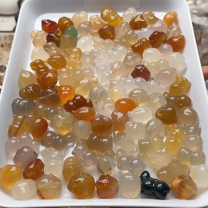 玛瑙/玉髓未镶嵌玛瑙福利爱心熊加兔子加小鸟