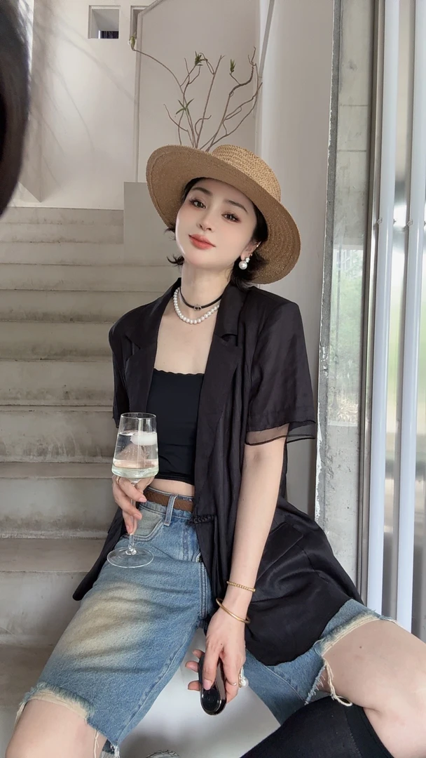 FANYE 618夏季新款双色黑白透气冰爽防晒西装25203