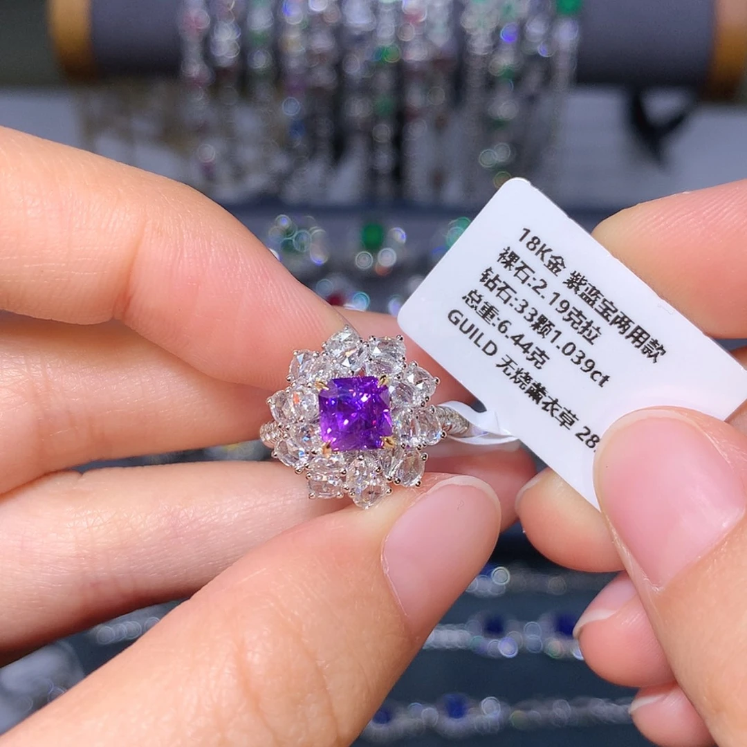 【闪购商品】彩色蓝宝石戒指18K金镶嵌