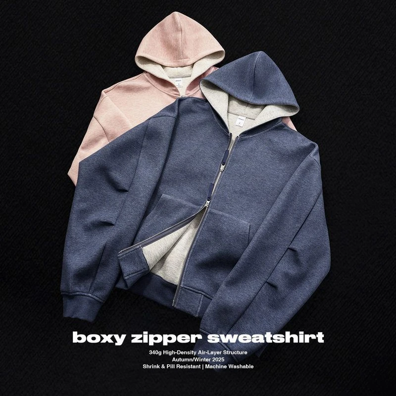 ChicSoso美式经典拉链连帽卫衣春秋双面拉链短款美式春秋男款连帽