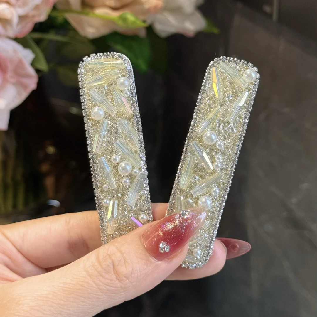 杨杨babytime 清透杏黄碎冰冰仿水晶发夹bb夹7cm侧边刘海夹掰掰夹