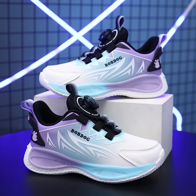 巴布豆童鞋女孩鞋子2025新款秋薄款皮面防水中大童40码女童运动鞋