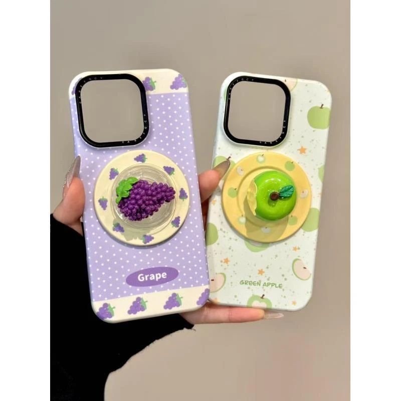 小清新星星波点苹果葡萄支架适用iphone16promax苹果15手机壳14p