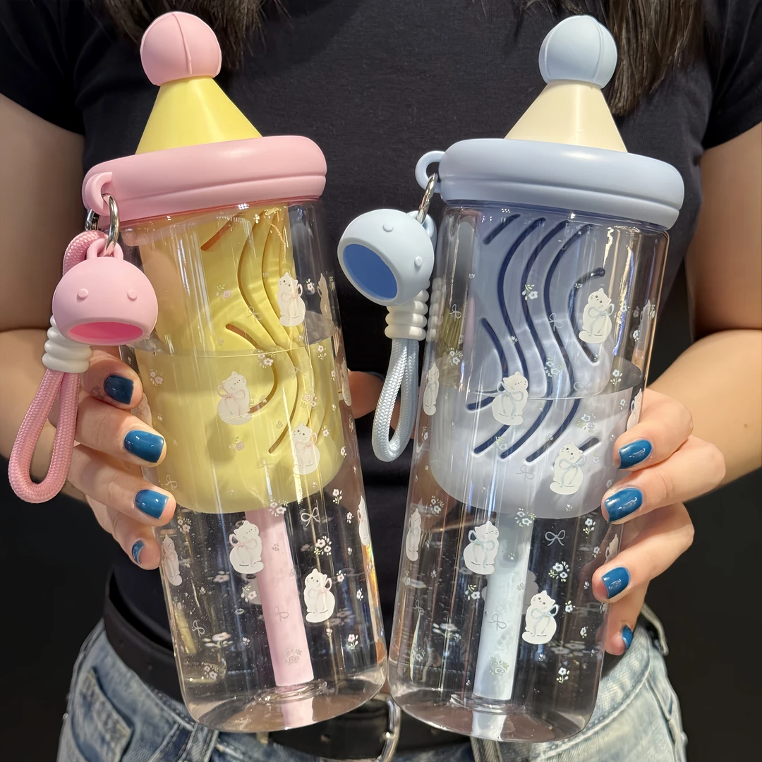 夏季新款大容量水杯超萌高颜值水杯女生学生党塑料吸管杯子