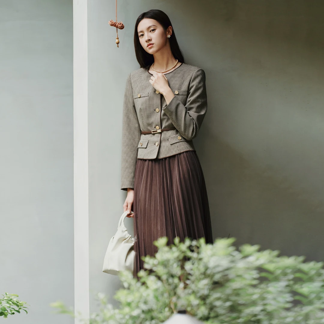 【粉丝专享】歌蒂诗秋季专柜收腰气质假两件网纱连衣裙 1E32L1248