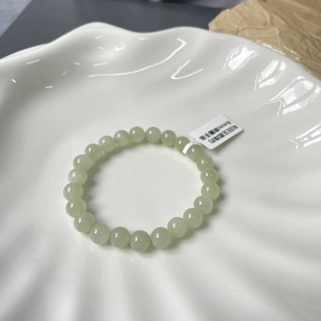 和田玉圆珠约8mm单圈手串