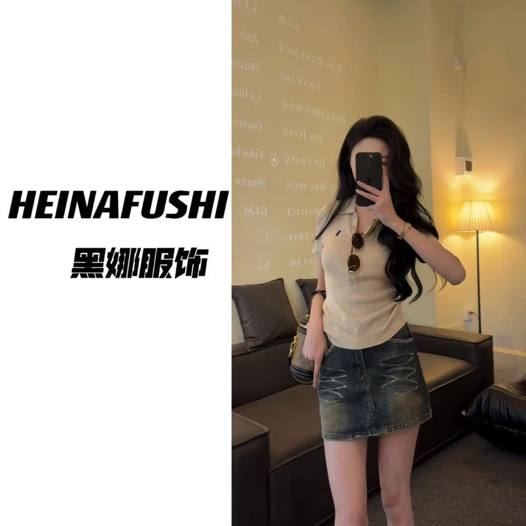 【清仓】复古做旧辣妹裤裙7306