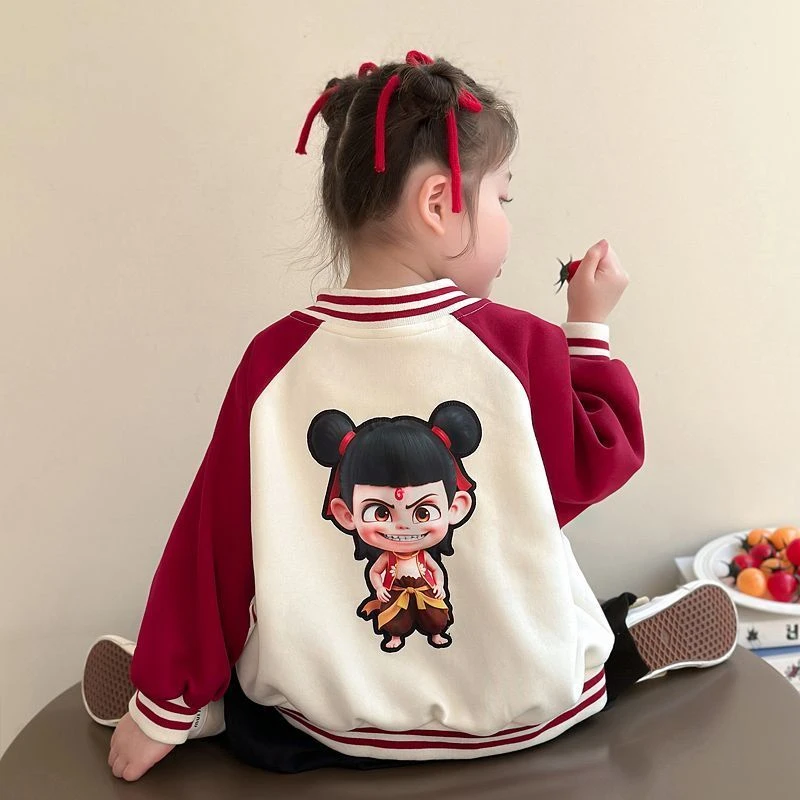 哪咤儿童服装女童棒球服外套春季2025新款女宝宝春装女孩哪吒衣服