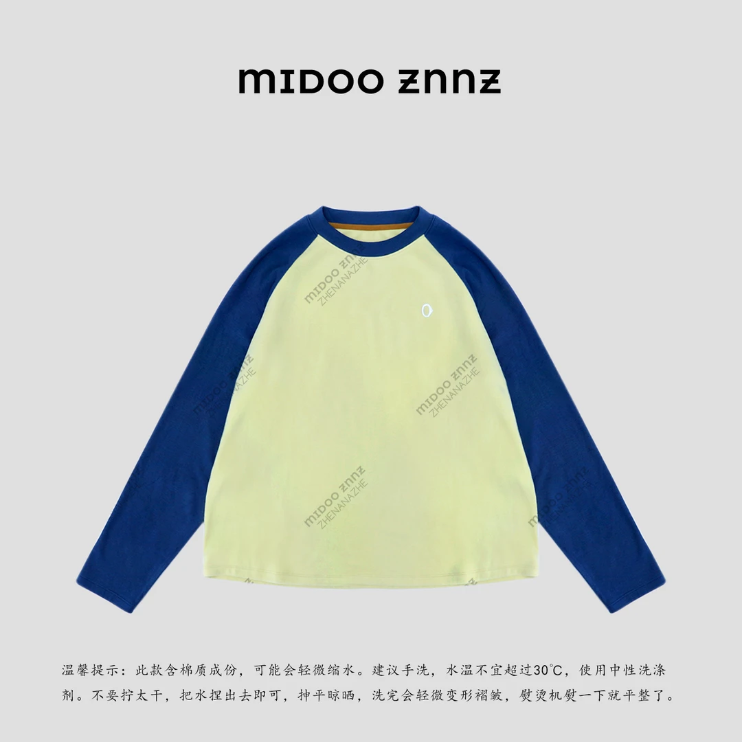 MIDOO ZNNZ 保暖磨毛舒适柔软撞色插肩休闲长袖T204FM