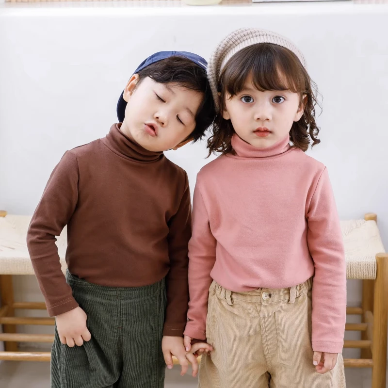 儿童德绒高领打底衫秋冬款男女孩中大童加厚长袖T恤宝宝内搭秋衣