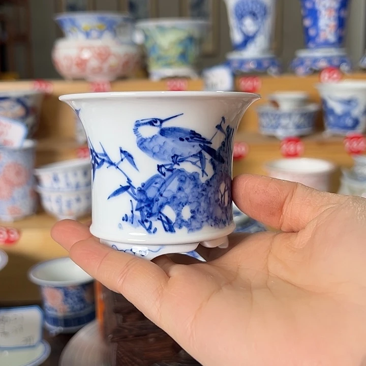 观***海墨奈手绘陶瓷花盆内口高