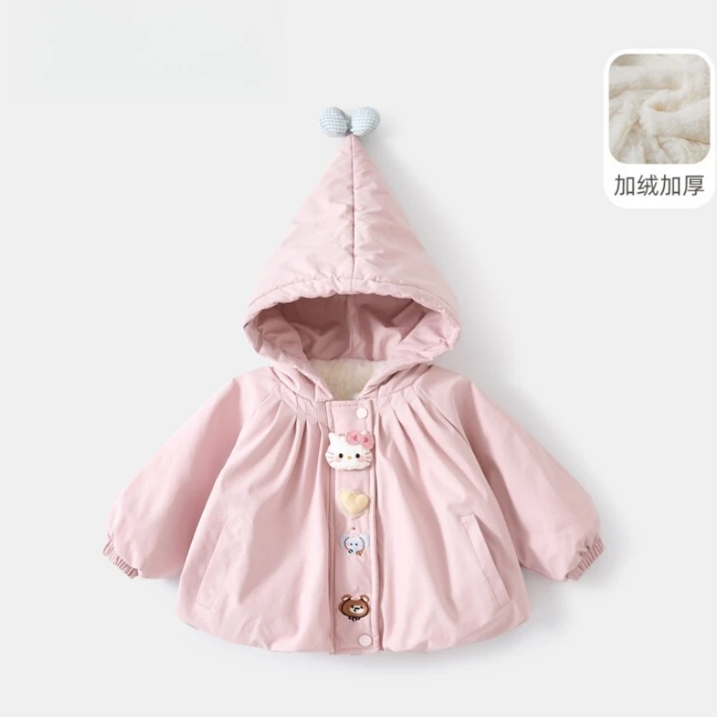 女童秋冬棉衣2025新款小女孩洋气可爱连帽棉衣女宝宝加绒棉服外套