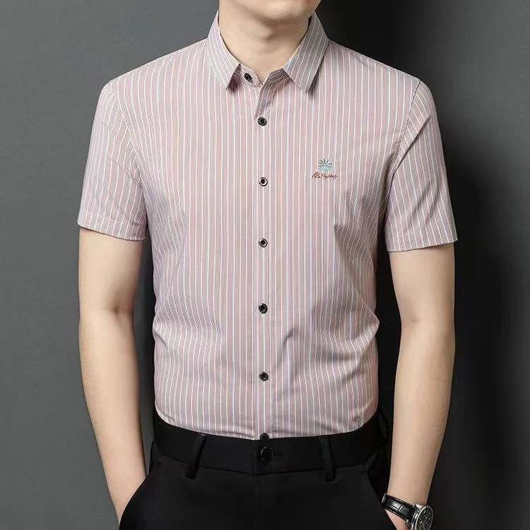 【燊狮品牌·专柜正品】男士夏季速干透气冰感条纹衬衫2522