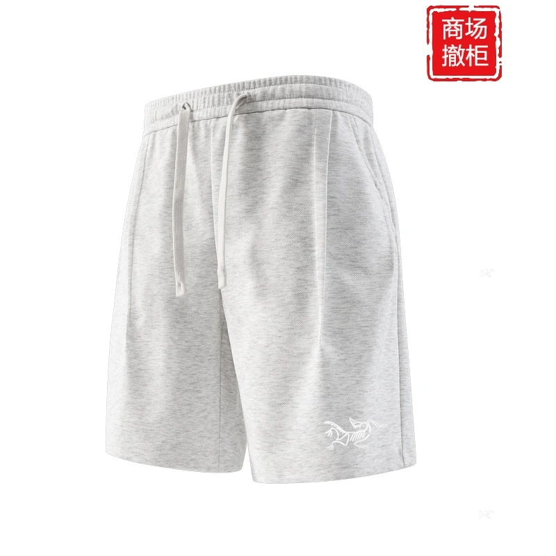 奥莱折扣刺绣鸟家纯色简约直筒休闲短裤男篮球运动五分透气沙滩裤