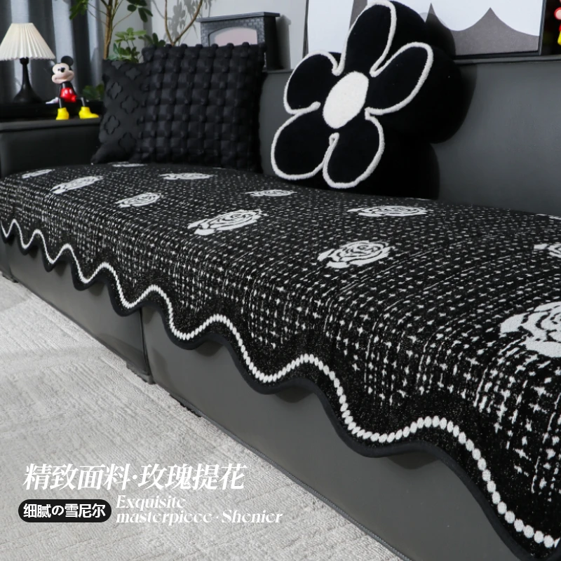 麦颜雪尼尔沙发垫皮沙发四季通用2025款优雅提花简约现代防滑盖布
