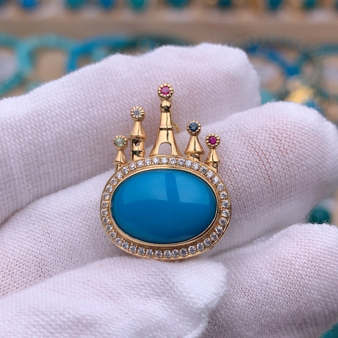 绿松石18K金镶嵌珠宝奇石