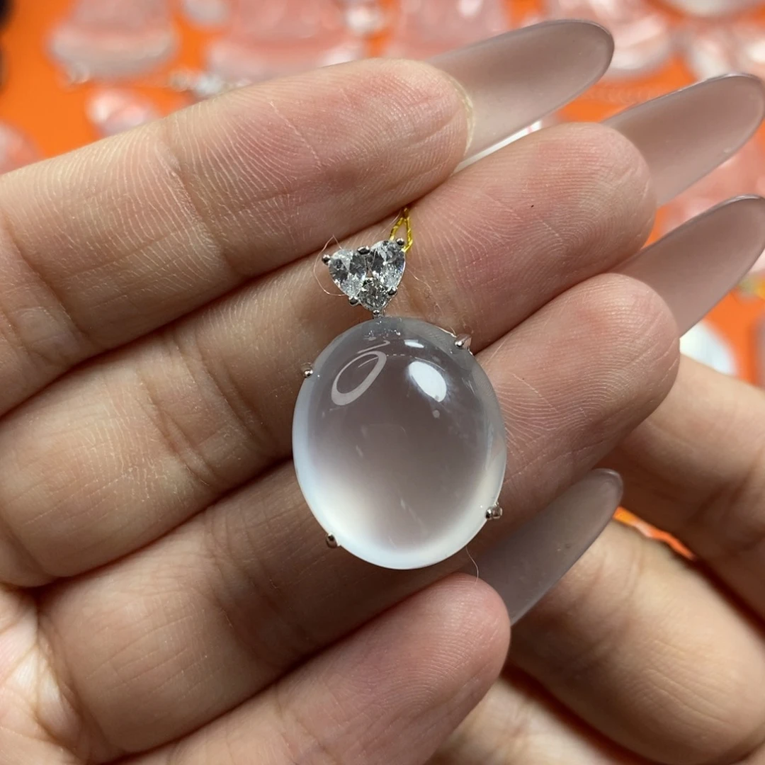 石英质玉蛋面银S925镶嵌