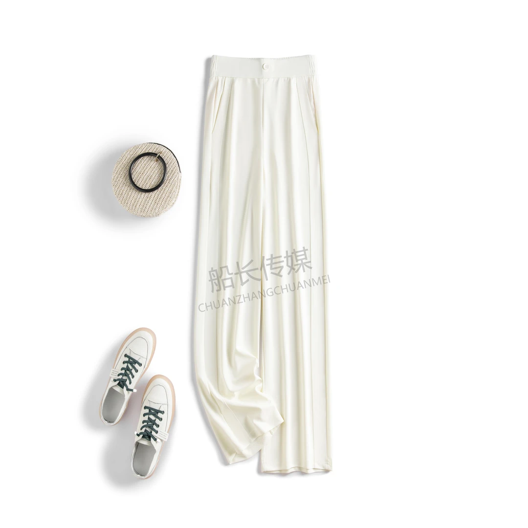 2025夏季高端精修版全消光斜纹冰凉透气窄版阔腿裤直筒裤