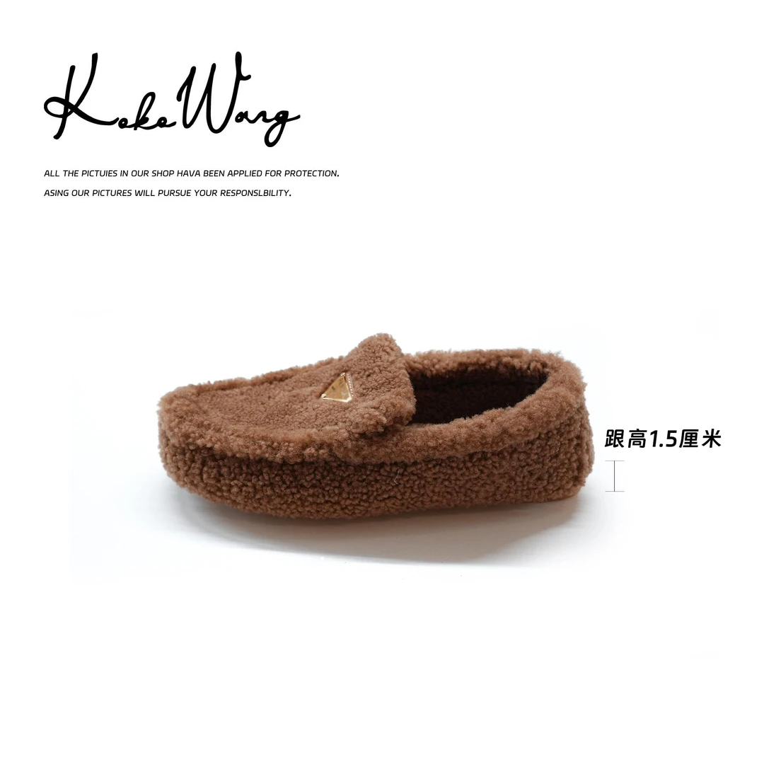 KOKO WANG秋冬轻奢暖意软底羊毛舒适百搭一脚蹬懒人鞋X0335H29X13