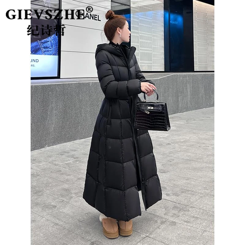 纪诗哲长款气质羽绒服女款爆款2025新款正品过膝收腰修身高级外套