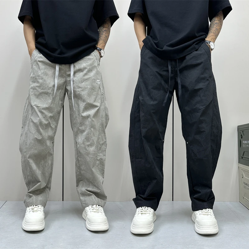 昊Studio夏季潮流欧美简约男装中弹力直筒百搭薄款宽松男士休闲裤