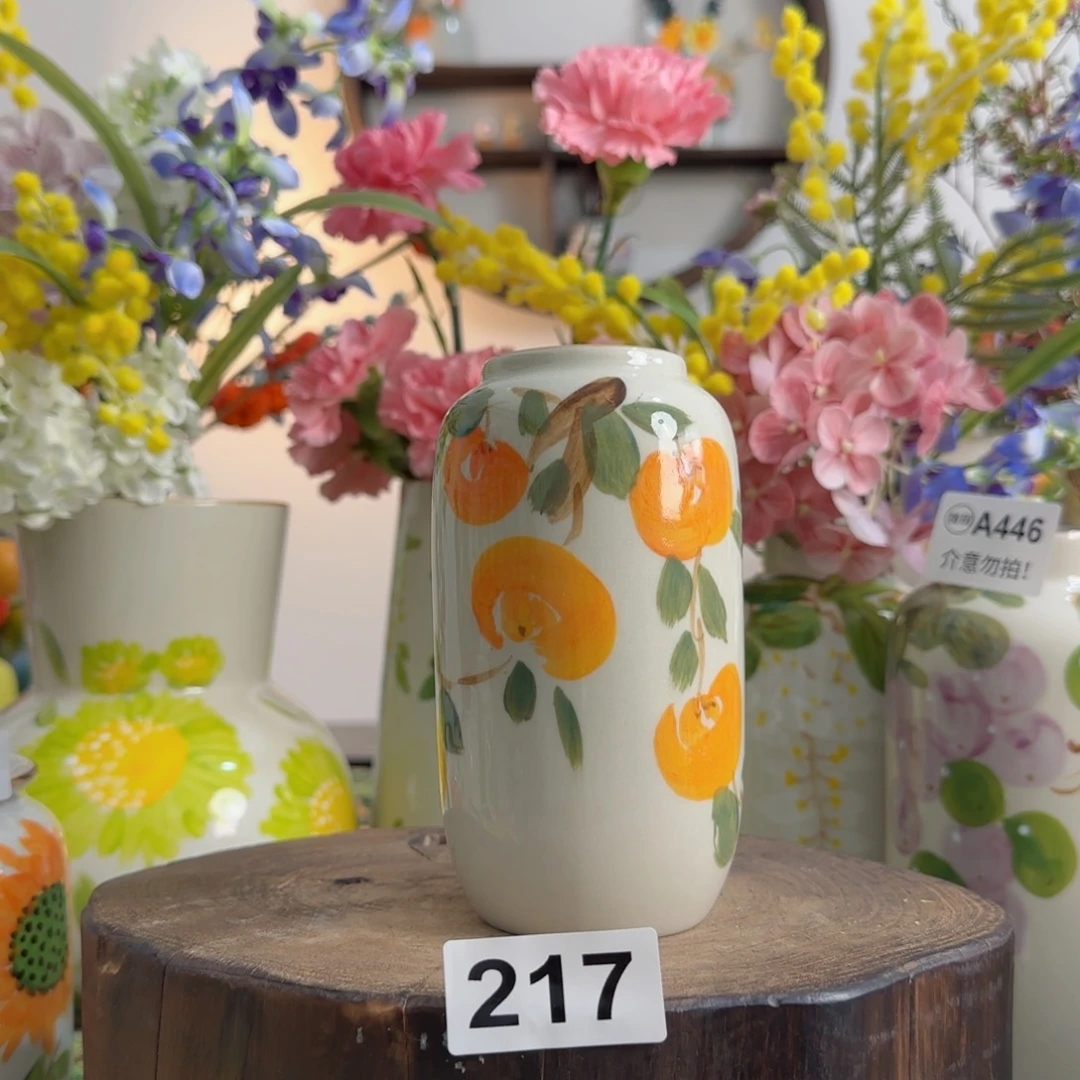 摆件景德镇陶瓷手绘小花瓶摆件无孔