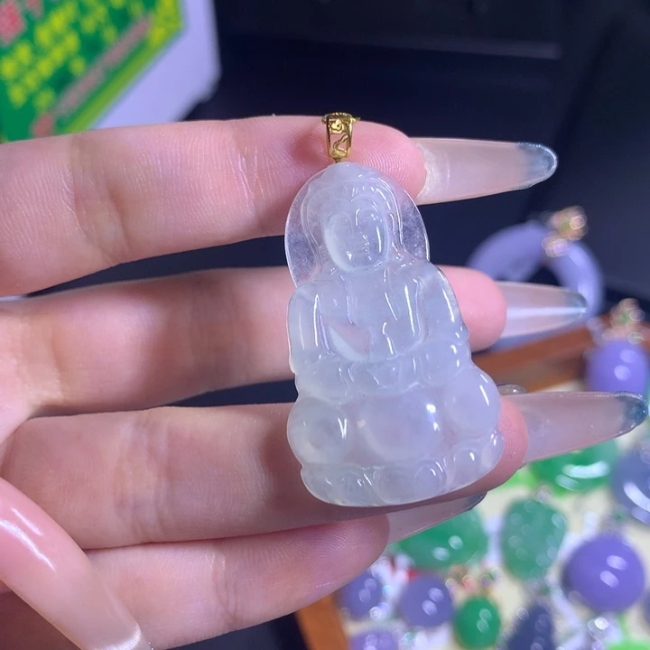 颈饰18K金镶嵌翡翠天然
