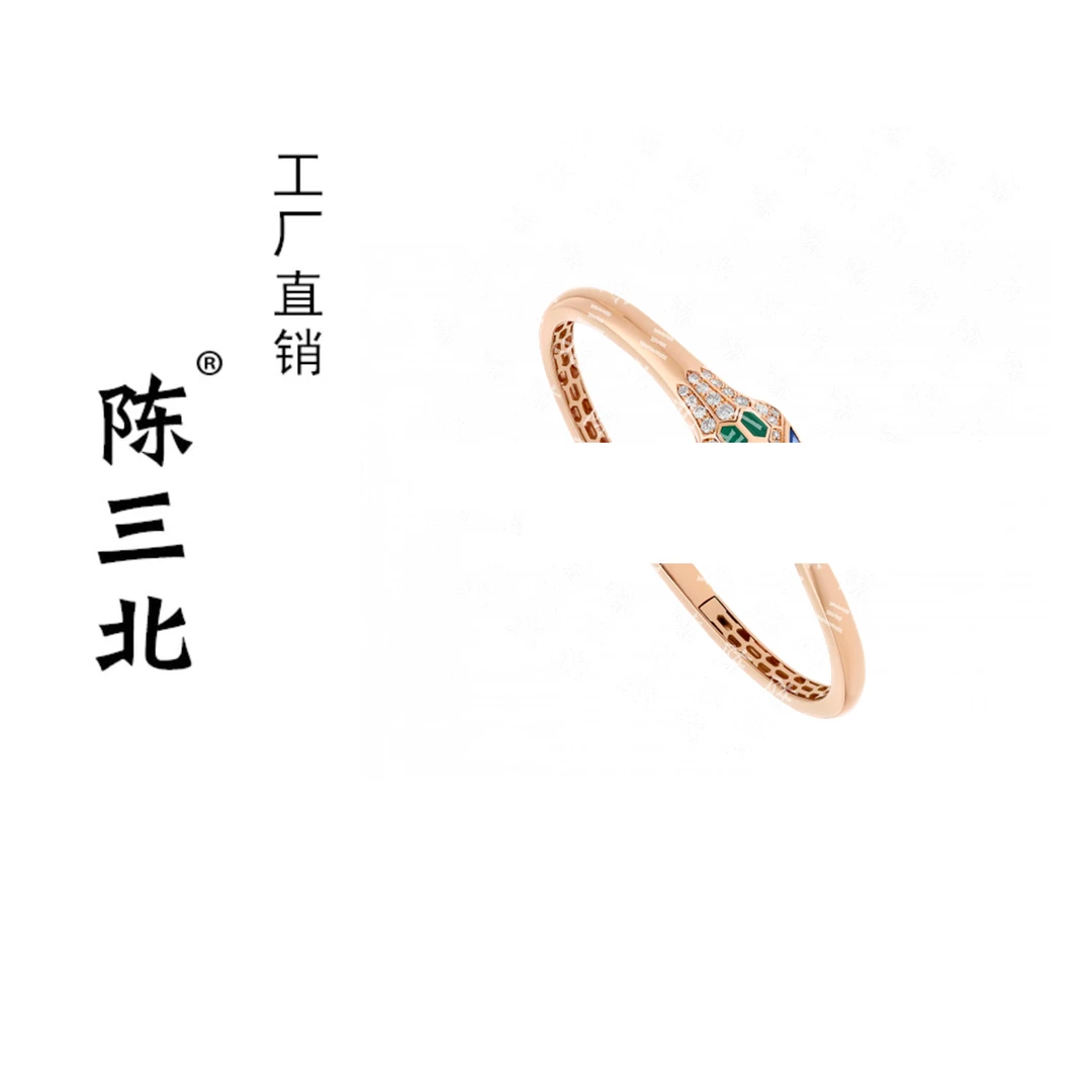 925银手镯 陈三北 169 高级定制玫瑰金色开口灵蛇手镯