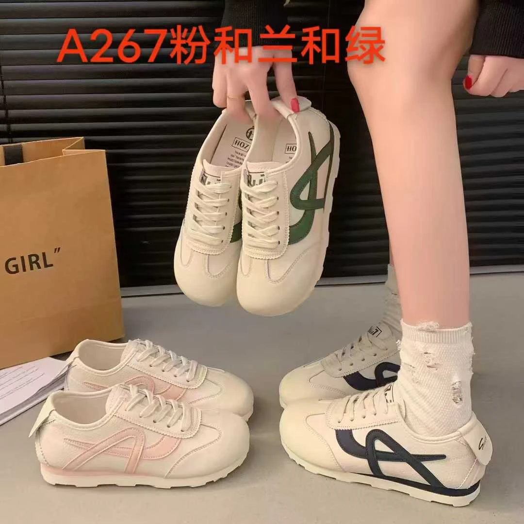 A267板鞋圆头胶粘透气纯色时尚休闲鞋春季芭蕾风