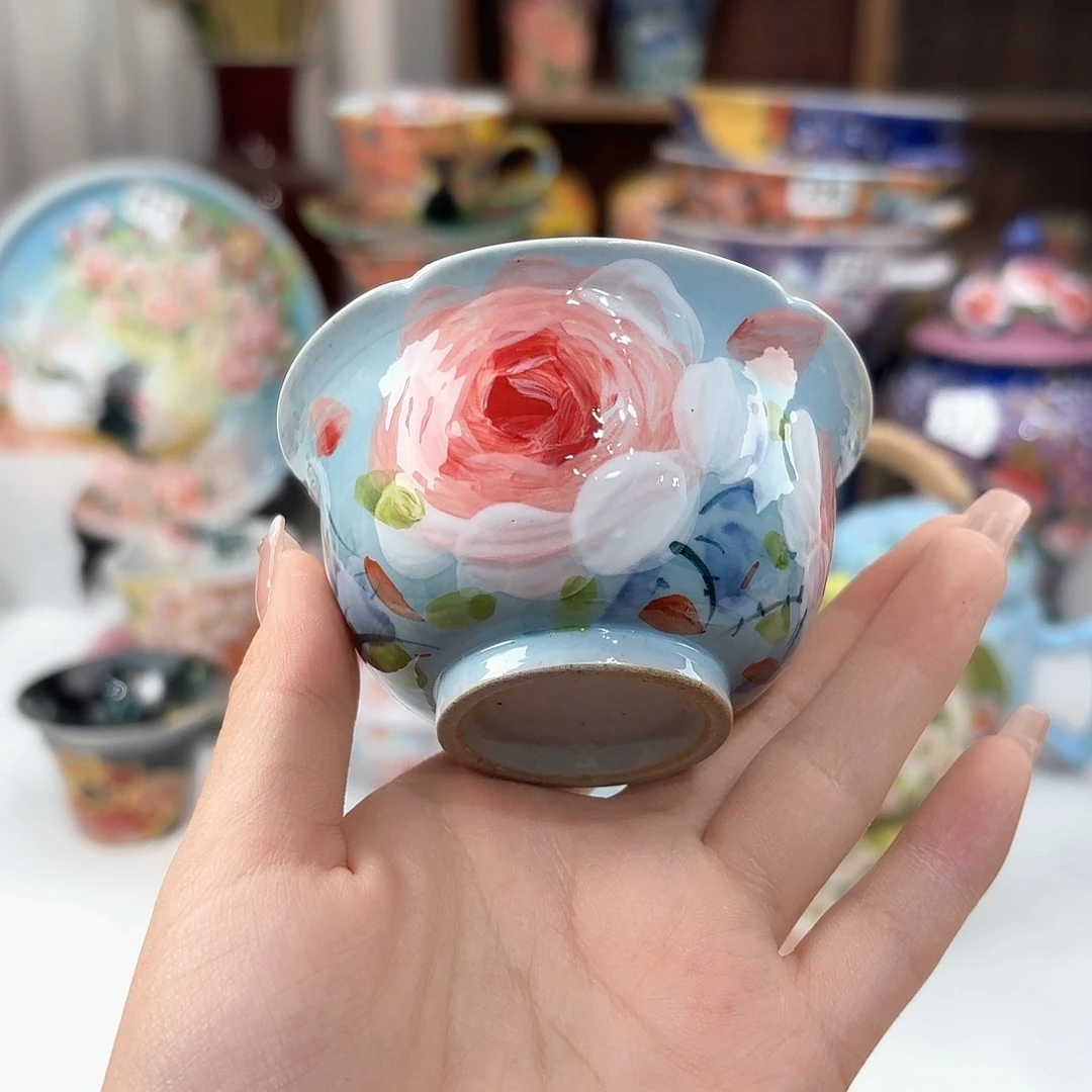 景德镇手绘高温釉下彩陶瓷茶具