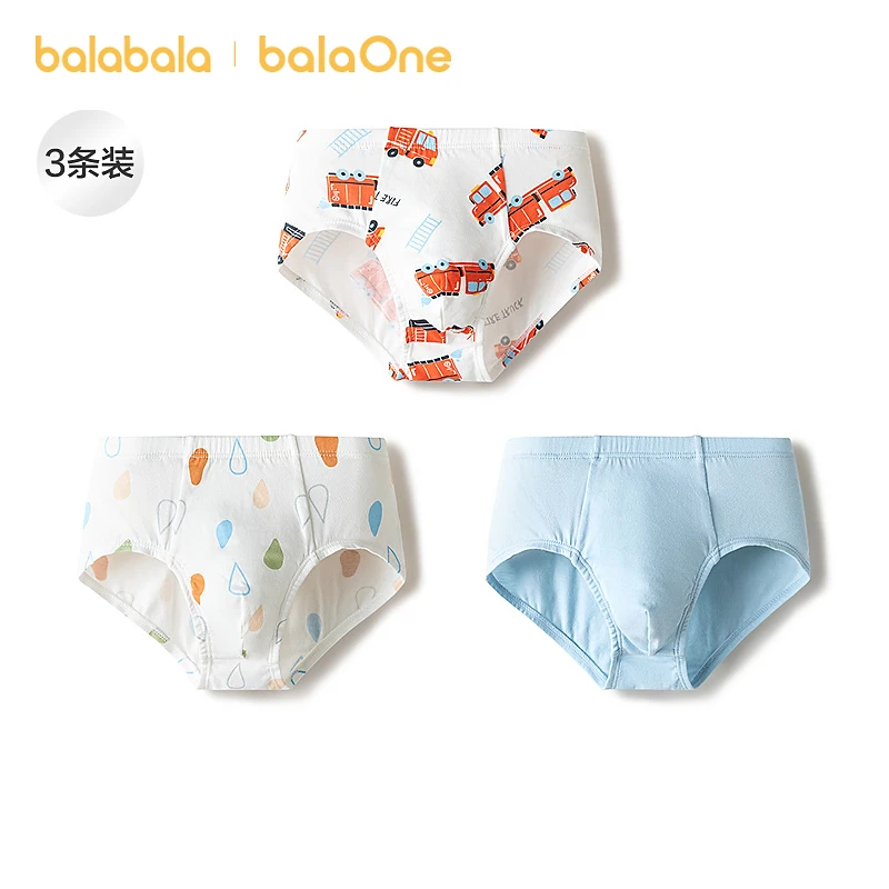 【balaOne】巴拉巴拉儿童内裤棉男童女童短裤宝宝三角不夹PP三条装