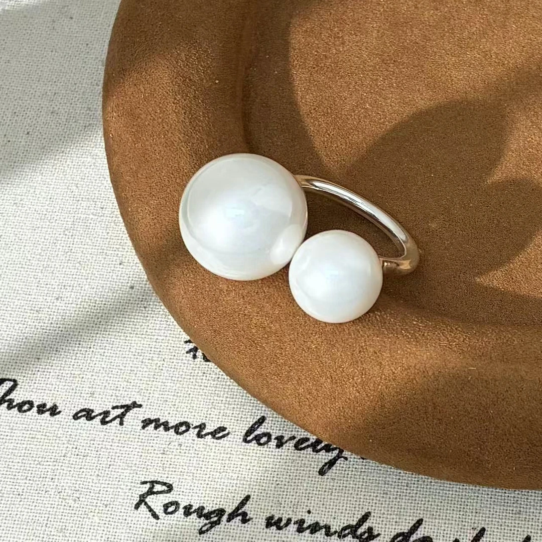 铜合金仿珍珠戒指  远远（YY048）镀银戒指不能掰珍珠