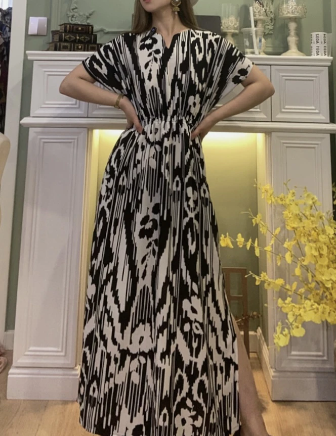 elmoda 新款松紧腰设计款艾特莱斯连衣裙