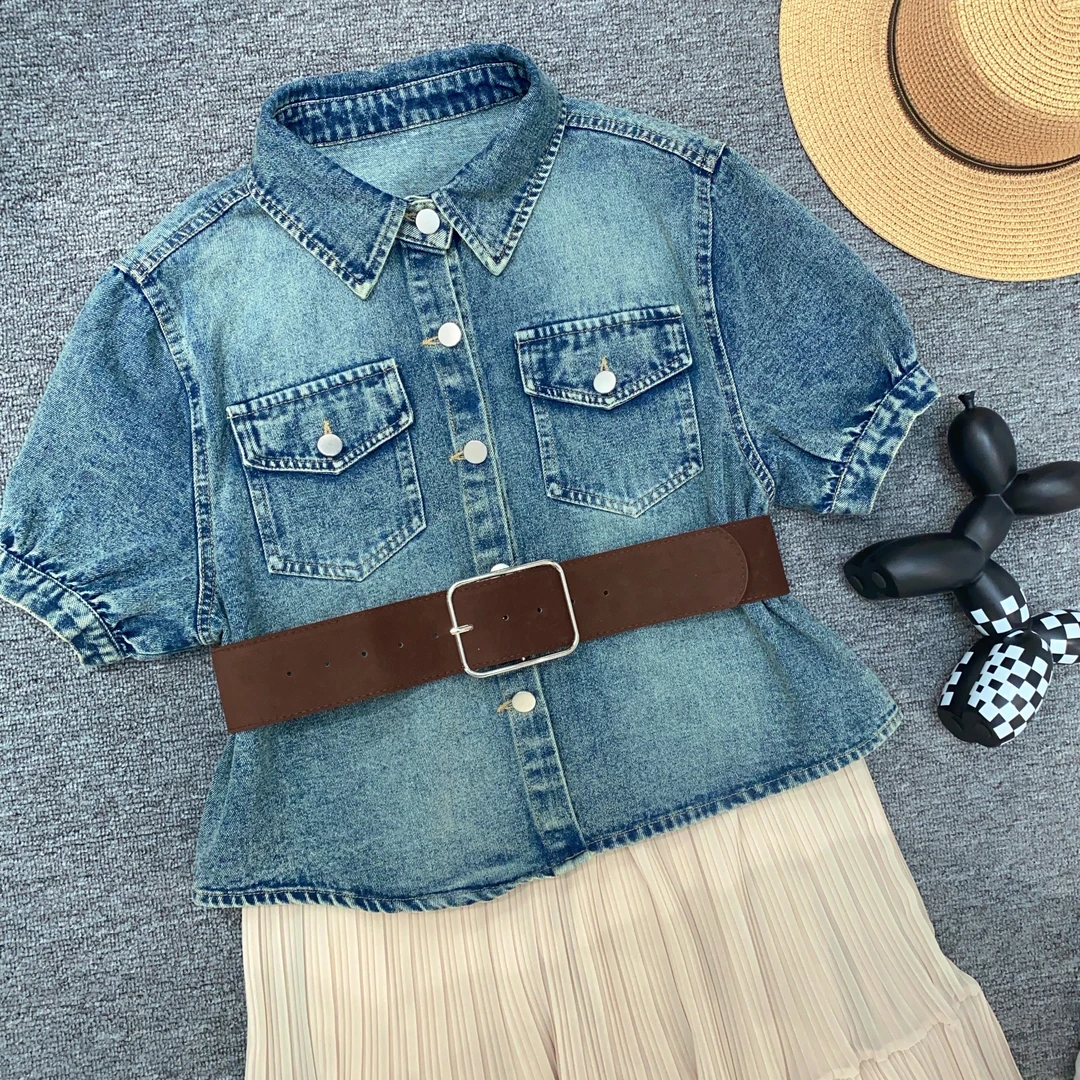 【YA MY】夏季新款两件套牛仔半身裙套装休闲风（598）