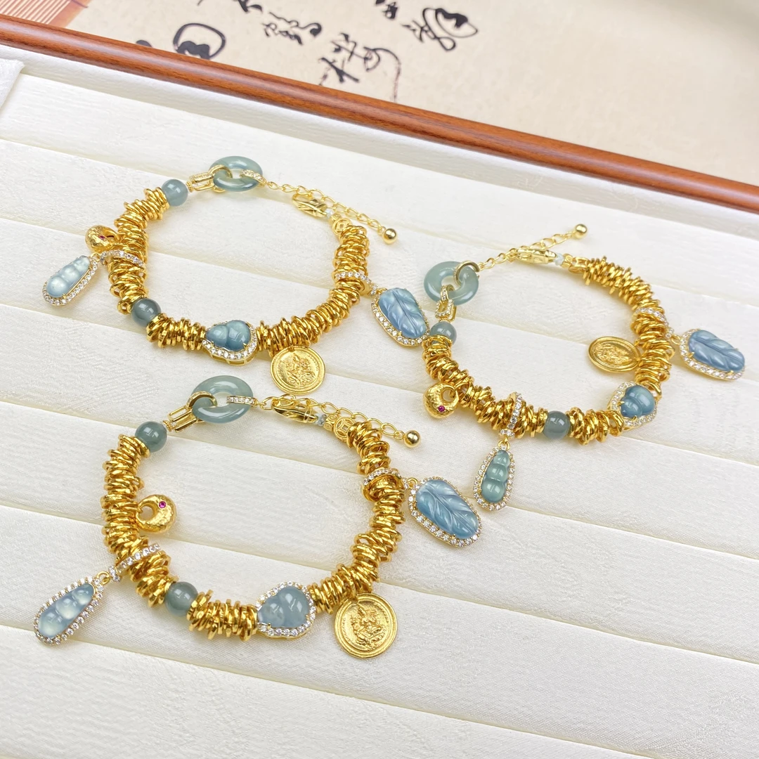 【逍遥严选】天然A货翡翠腰缠万贯手链*pc/64/多样性发/1件