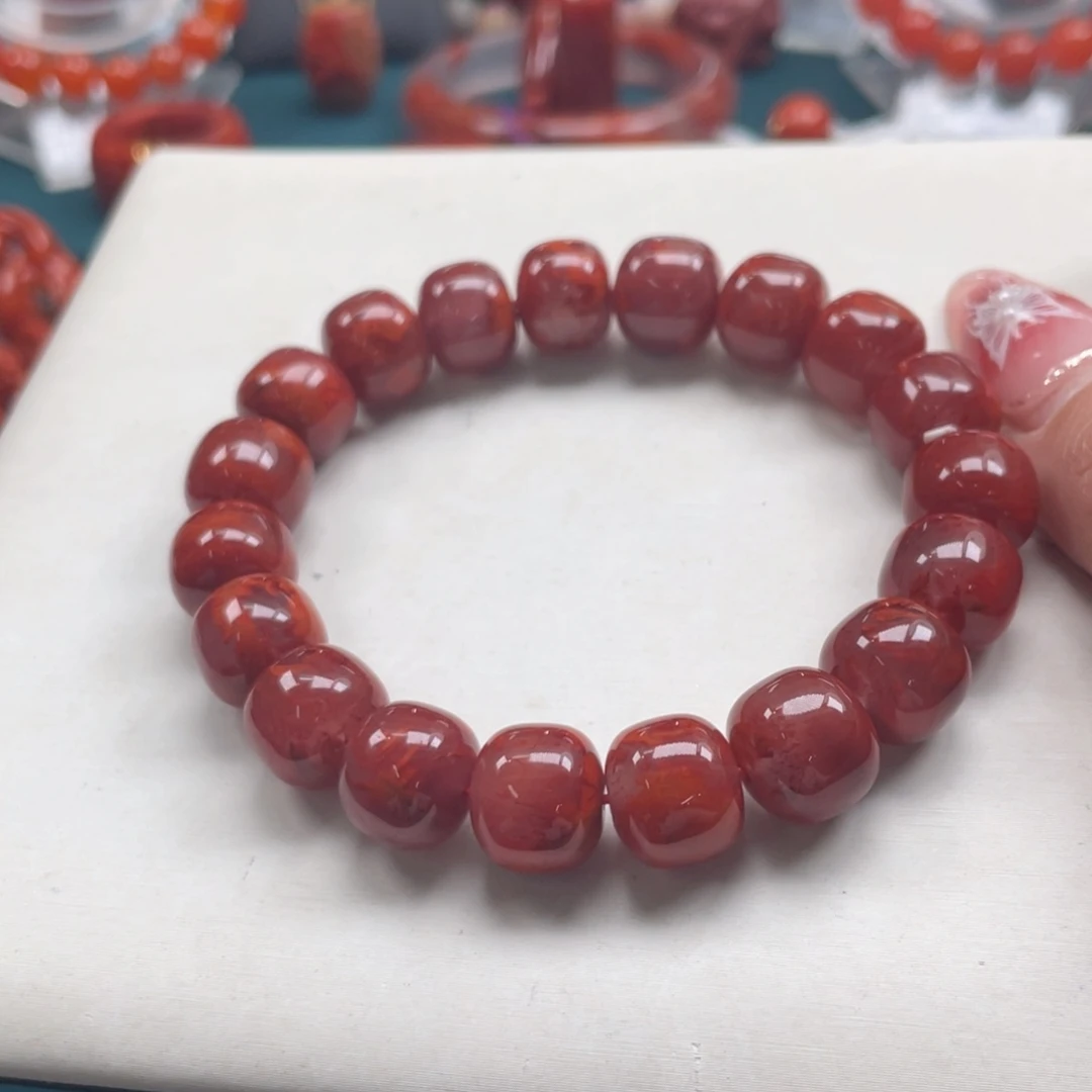 南红玛瑙瓦西南红火焰老邢多圈11mm未镶嵌家*