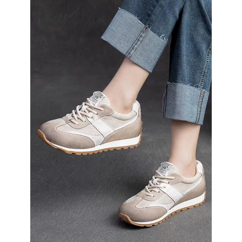 春秋真皮平底舒适休闲单鞋复古德训女鞋D6-782-2