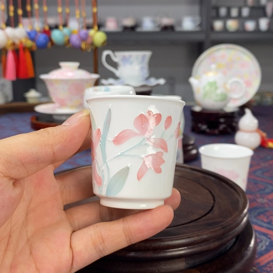 开播福利品茗杯手绘釉下高温