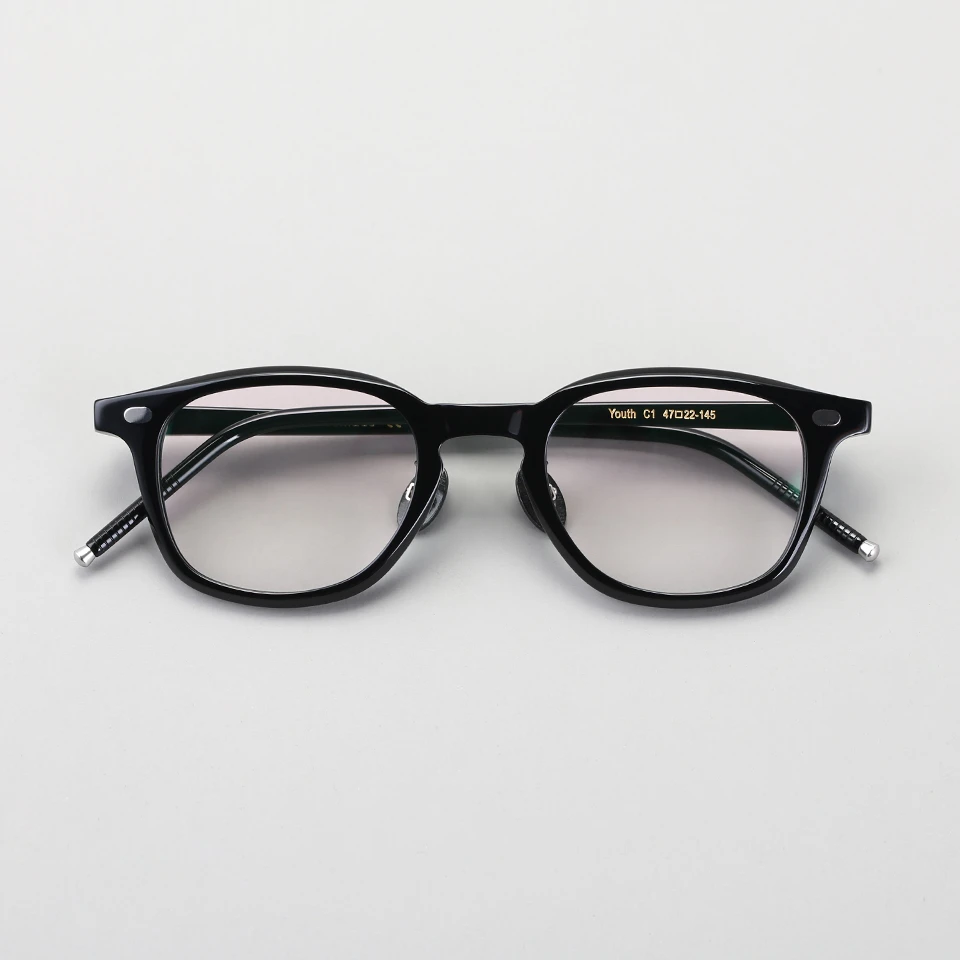 青雉作日式少年感轻奢贝母鼻托粗边小黑框方形高度近视眼镜框小脸