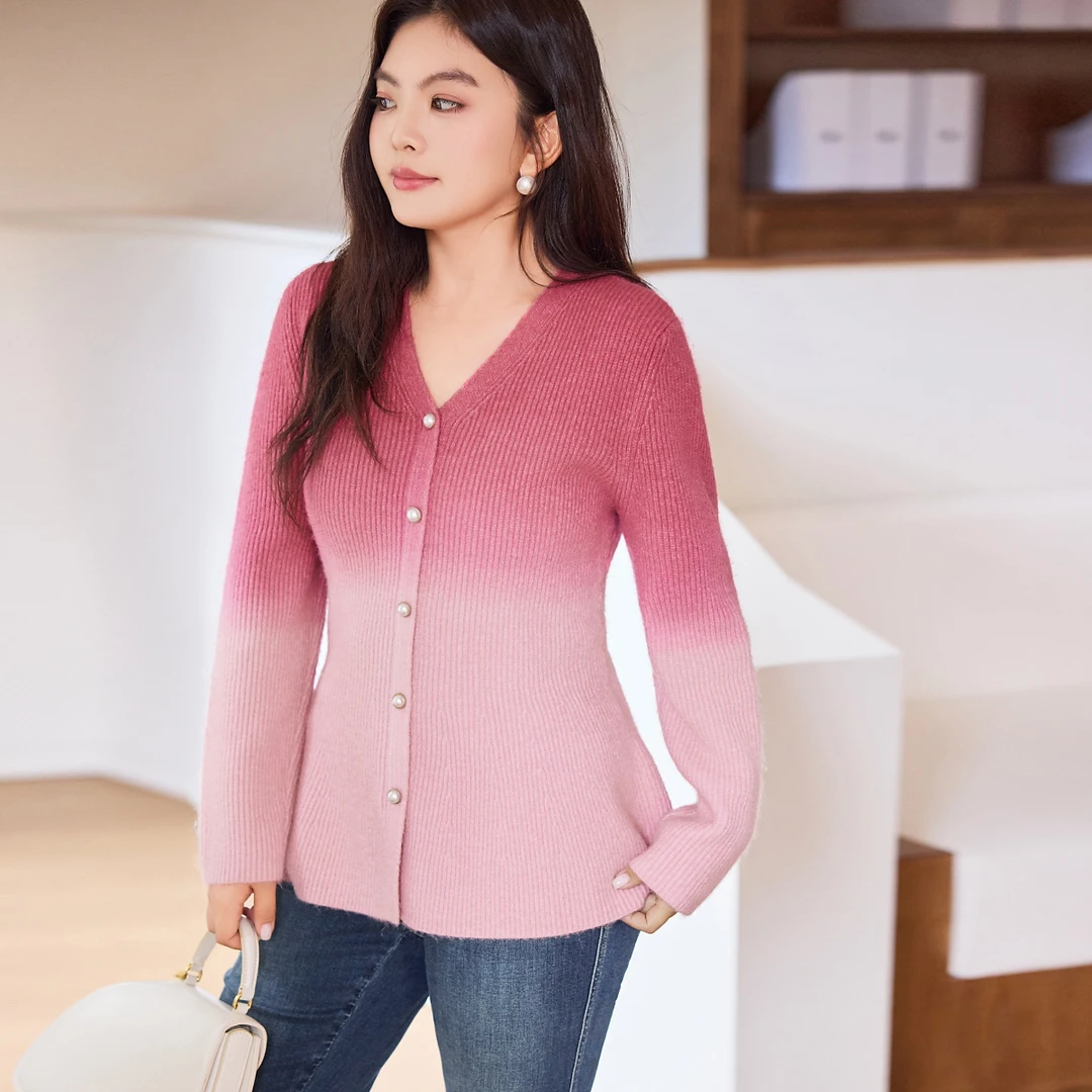 【18支北极绒】MsShe大码女装秋冬渐变显瘦鱼尾摆针织毛衣C2509039