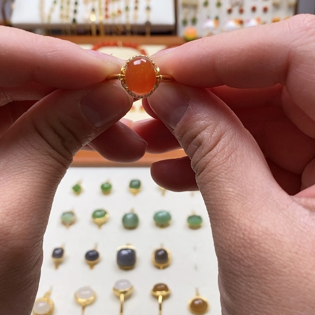 和田玉戒指银S925镶嵌