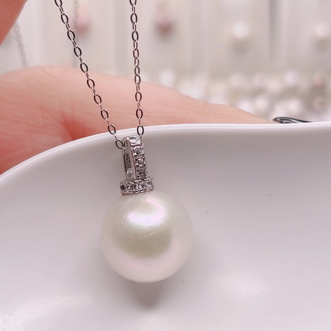 淡水珍珠银S925镶嵌吊坠(不含链)