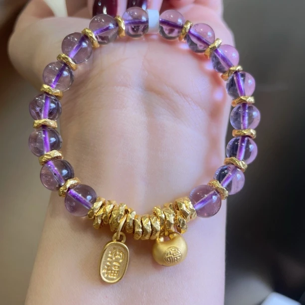 足金999纯黄金胖福紫色搭配送人礼物贵气优雅