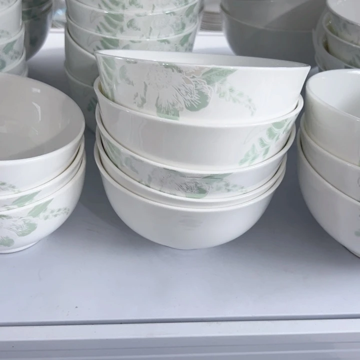 45%以上骨粉骨瓷绿牡丹5寸奥碗6个