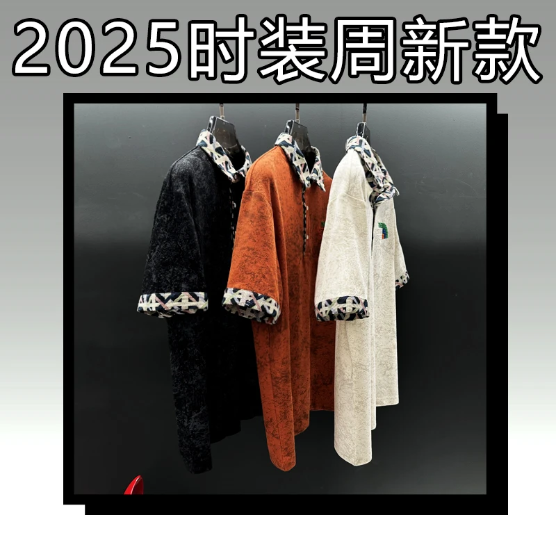 段【25481】高奢重工潮牌休闲男士新款2025短袖潮流百搭时尚T恤
