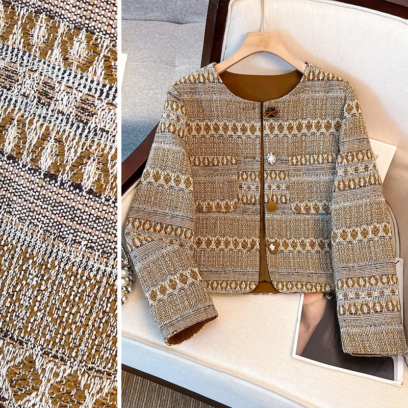 拉夏贝尔小香风古韵修身圆领小纽扣长袖高端短外套2025秋季新款女