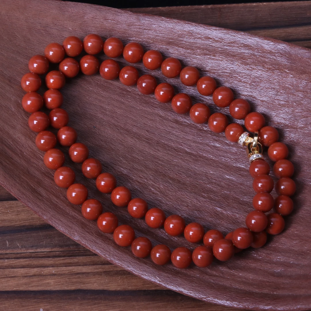 精美时尚设计款南红玛瑙8mm圆珠项链一条y059